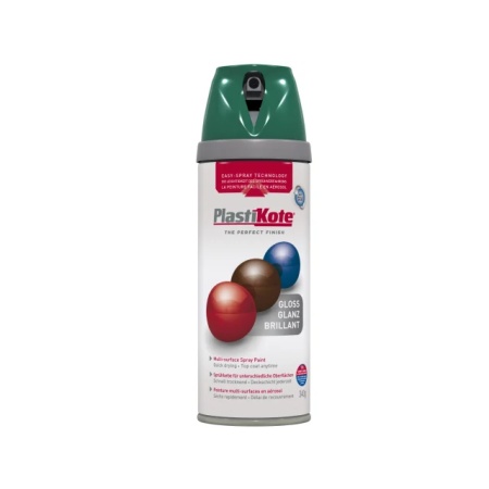 PlastiKote Aerosol Spray Paint Tin TWIST &Spray GLOSS 400ML LAWN GREEN