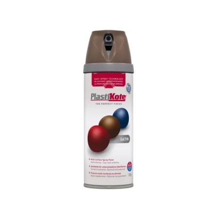 PlastiKote Aerosol Spray Paint Tin TWIST &Spray SATIN 400ML CHOCOLATE BRN