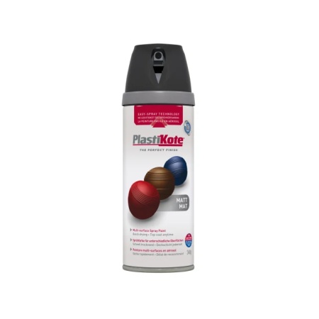 PlastiKote Aerosol Spray Paint Tin TWIST &Spray MATT 400ML BLACK