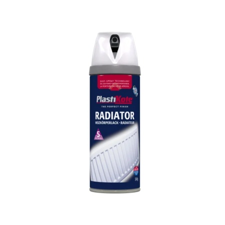 PlastiKote Aerosol Spray Paint Tin TWIST &Spray RADIATOR 400ML GLOSS WHITE