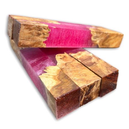 Hybrid Timber & Resin Pen Blanks - Australian Rib Fruited Mallee Burr & Glitter Pink!