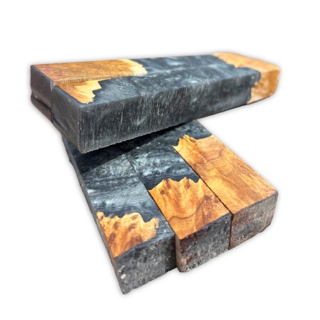 Hybrid Timber & Resin Pen Blanks - Australian Rib Fruited Mallee Burr & Slate Grey!