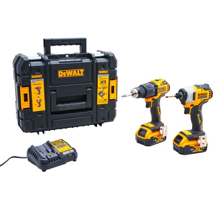 DeWALT 18V Combi Drill & Impact Driver With 2 X 5.0Ah Li-Ion Batteries
