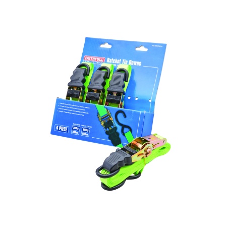 Faithfull 4 Piece Ratchet Tie Down Set