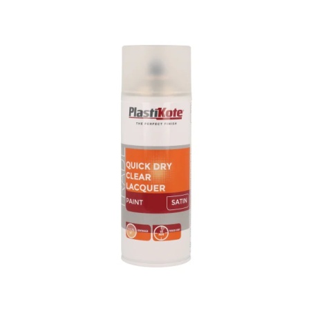 Plastikote Trade Quick Dry Clear Lacquer Spray Satin 400ml