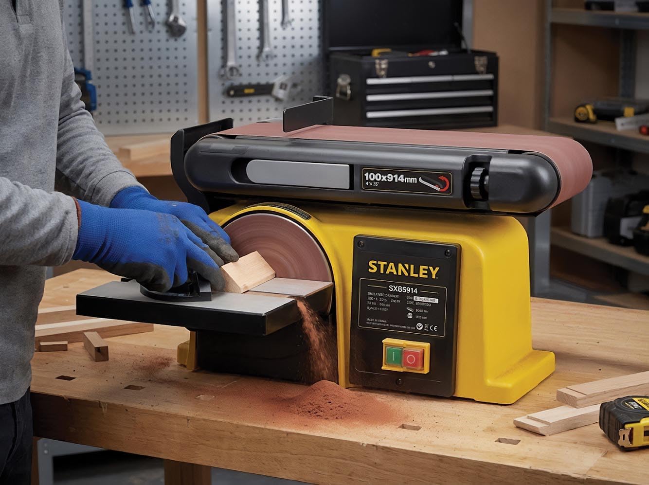 Stanley Belt & Disc Sander 240V 370W SMCBS914E - Image 2