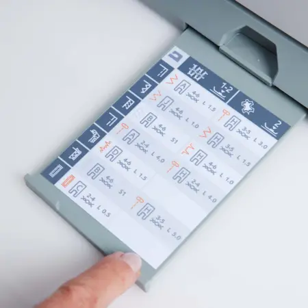 Close-up of stitch guide on Husqvarna Viking Onyx 15 sewing machine