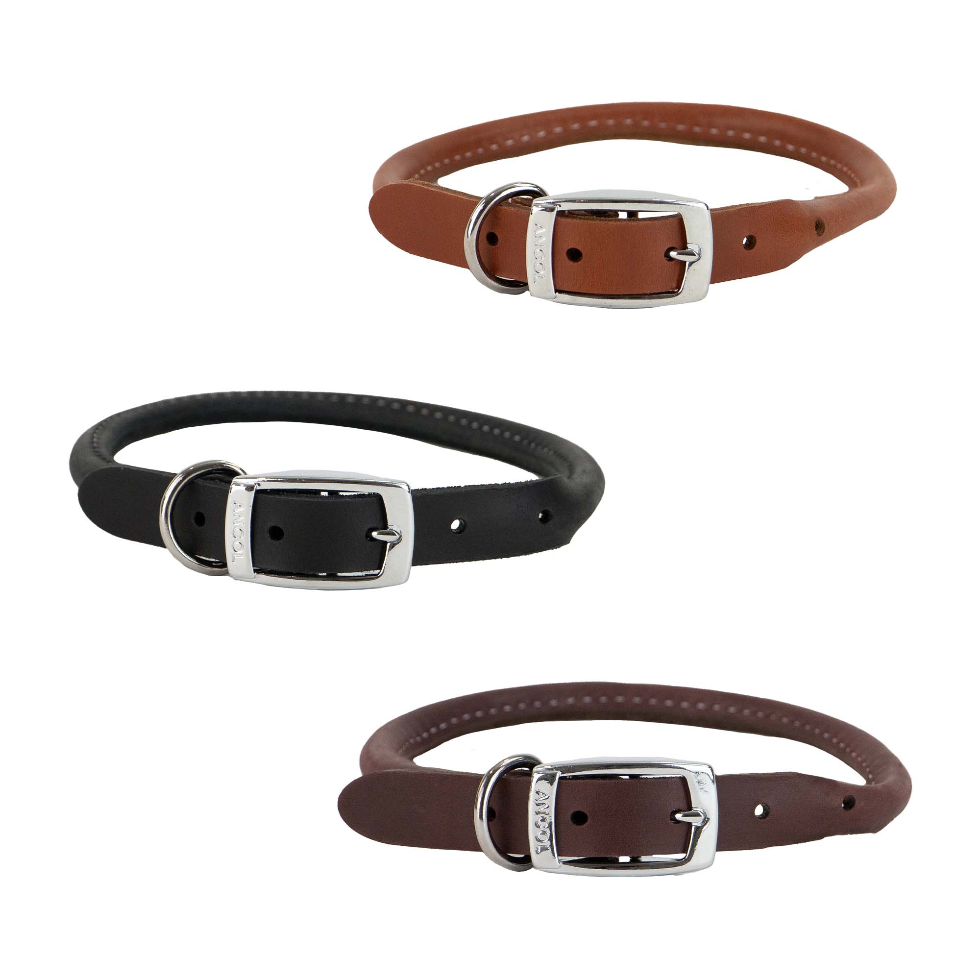 Round Leather Collar Chestnut 35-43cm Size 4