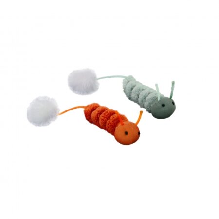 Pom Pom Caterpillars Cat Toys - Pair