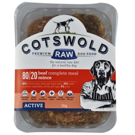 Cotswold RAW 80/20 Adult Working Dog Food Active Beef 1kg Mince