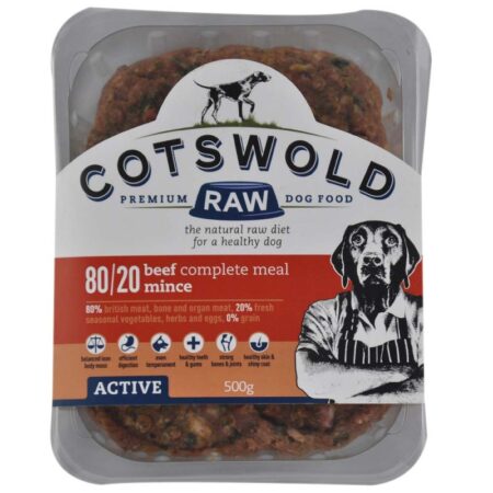 Cotswold RAW 80/20 Adult Working Dog Food Active Beef 500g Mince