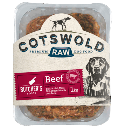 Cotswold RAW 80/10/10 Adult Working Dog Food Active Beef 1kg Mince