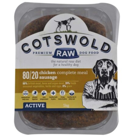 Cotswold RAW 80/20 Adult Working Dog Food Active Chicken 1kgSausage