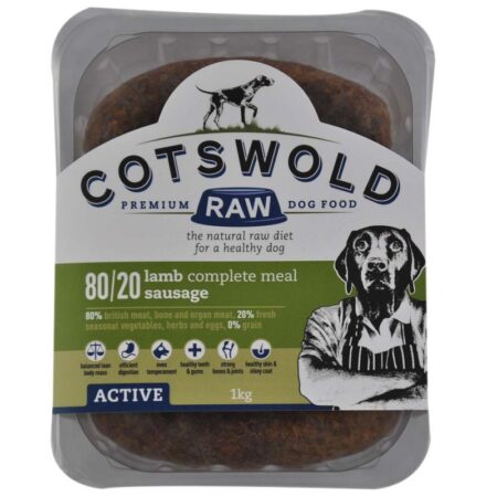 Cotswold RAW 80/20 Adult Working Dog Food Active Lamb 1kgSausage