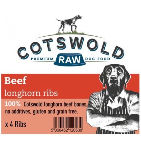 Cotswold RAW Meat and Bone Longhorn Ribs Beef x 4  Bones