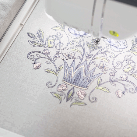 Detailed close up of embroidery design on Brother Celeste CX1E embroidery machine