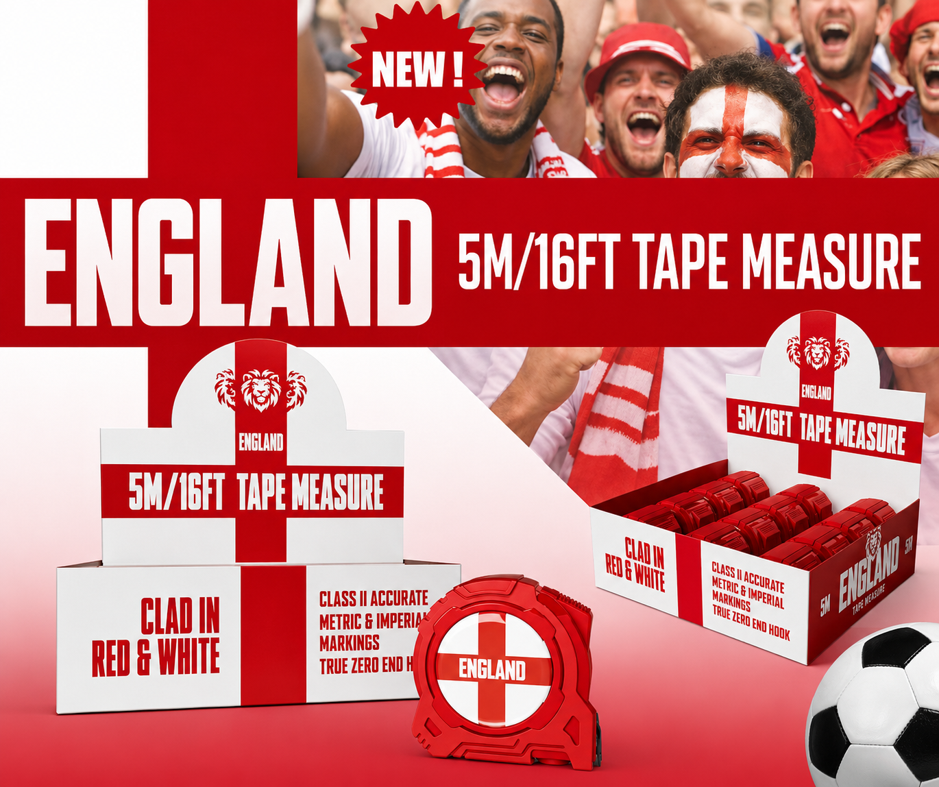 England World Cup Tape Measure 5m/16ft - Image 2