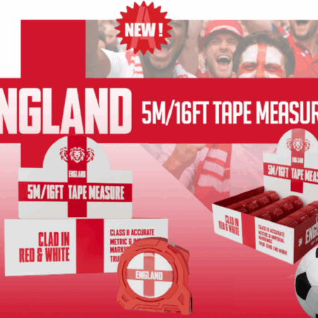 England World Cup Tape Measure 5m/16ft
