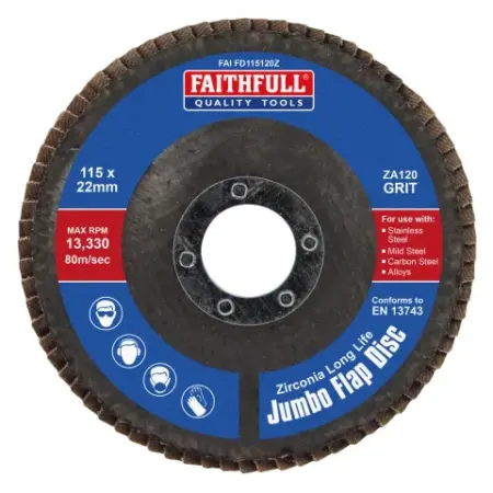 Zirconia Abrasive Jumbo Flap Disc 115 X 22mm 120 Grit
