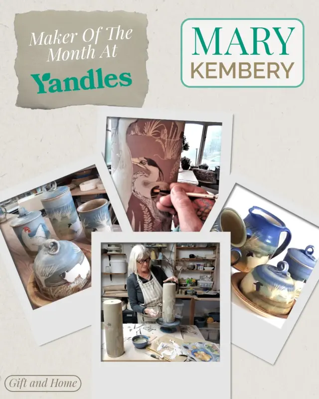 ✨Maker of the Month - Mary Kembery!💫

This Months Yandles Gift and Home highlighted maker is Mary Kembery and her amazing pottery! After each pottery piece is thrown, Mary adds the finishing touches to each unique design using a number of skilful techniques. Find Mary’s work inside the Gift and Home shop today!

#pottery #handmade #yandles #somerset #maker