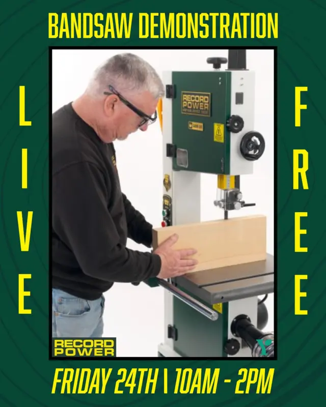 🚨Our Record Power Roadshow Is Almost Here!🚨

Join us next weekend, Friday 24th and Saturday 25th for our @recordpower Roadshow! We have some fantastic demonstrations and courses lined up to make this weekend bigger and better than ever!

Friday Bandsaw Demonstration - Running 10am - 2pm, join us for a full bandsaw demonstration on a Record Power Bandsaw. Check out how best to set up your bandsaw for re-sawing, veneers and using the new cobra scroll saw attachment.

Friday Bandsaw Setup and Sharpening courses - Book your place now on our bandsaw set up and maintenance course or hand tool sharpening master class. All courses are held on-site in our dedicated training rooms. 

Saturday Woodturning Demonstration with @a_woodworkers_son_ - 10am -2pm. Using a Record Power lathe, Neil will be turning a decorative spinning top, whistle and jewellery box. Join Neil’s demonstration to inspire your creativity in your next woodturning project!

Both Days - Record Powers Sale and Technical Advice. With plenty of deals across the record power range and expert advice from their representatives, there has never been a better time to invest in your workshop!

As always, our events are completely free with no need to book (booking required for courses.) For more information,or to book your place on a course, head to https://www.yandles.co.uk/event/record-power-roadshow-sale-with-special-guests/

#woodworking #woodturning #recordpower #demonstration #freeevent #somerset
